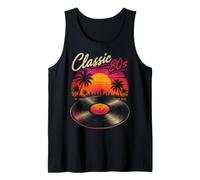 Classic 80's Retro Sunset Vinyl Record Synthwave Vibes Art Tank Top