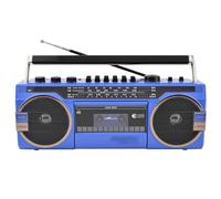 Classic 80s Style Retro CD Player Boombox, Portable Cassette Player Radio, AM/FM Radio, Bluetooth Cassette Recorder with Volume Adjustment Knobs, for Family Gathering Travel B