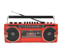 Classic 80s Style Retro CD Player Boombox, Portable Cassette Player Radio, AM/FM Radio, Bluetooth Cassette Recorder with Volume Adjustment Knobs, for Family Gathering Travel C