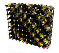 Classic 90 Bottle Dark Oak Stained Wood and galvanised Metal Wine Rack self Assembly