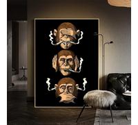 Classic Abstract Canvas Wall Art Funny Poster Humour Smoking Monkey HD Print Poster Home Living Room Bedroom Decor(20x30cm/Frameless)