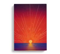 Classic Abstract Ocean Sunset Canvas Print | Gallery Wrapped 30mm Frame Wall Art | 30x20 inches | Ready to Hang | Classic Seascape Picture | Living Room Bedroom Lounge Office