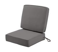 Classic Accessories Montlake FadeSafe Patio Cushion Combo, 25" w x 25" d (seat), 25" w x 22" h (back), Light Charcoal
