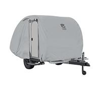 Classic Accessories Over Drive PermaPRO Teardrop Trailer Cover, Fits 10' - 12'L x 6'W, Resists Tears, R-Pod Cover, Travel Trailer Storage Cover, Compatible with R-Pod/Clamshell Trailers, Grey