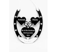 Classic Accessories Personalised Wedding Day Gift Horse Shoe Hand Made Mr & Mrs Wilberforce shown