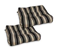 Classic Accessories Water-Resistant Square Patio Seat Cushions, 19 x 19 x 5 Inch, 2 Pack, Black Sedona Stripe, Outdoor Seat Cushions
