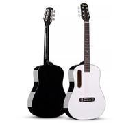 Classic Acoustic Guitar Bundle, Travel Guitar For Beginners with Gig Bag, Tuner, Strings, Picks, and Instructional Videos(White+Black,40in)