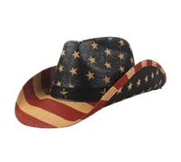 Classic American Flag Cowboy Hat, Vintage Western Style Usa Flag Cowboy Cowgirl Hat Party Patriotic Hat for Men Women