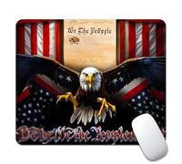 Classic American Old Flag We The People Eagle Mouse Pad Non-Slip Mouse Pads Stitched Edge Mousepads For Laptop Home Pc 25X30Cm
