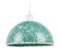 Happy Homewares Teal Mosaic Handmade Pendant Lamp Shade with Domed Semi Circular Shape