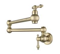 Classic Antique Brass Single Cold Pot Filler Kitchen Faucet Bronze Wall Mounted Kitchen Tap with Dual Swing Joints