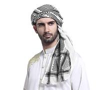 Classic Arabic Shemagh Turban Bandana Headscarf Breathable Soft Muslim Hijab Headband Shawl Keffiyeh Saudi Scarf Headwear Middle Eastern Pattern Desert Kerchief for Men