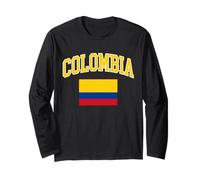 Classic Arched Colombia Typography and Flag Long Sleeve T-Shirt