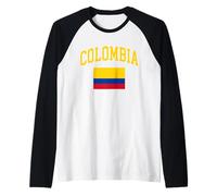 Classic Arched Colombia Typography and Flag Raglan Baseball Tee