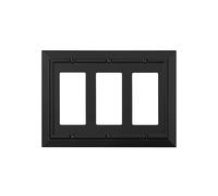 Classic Architecture Wall Plates,Light Switch covers, Electrical Outlet Covers, Duplex receptacle wall plates,Mid Size Bamboo Fiber Material Switch plates Matte Black (3 Gang Decorator 1PK)