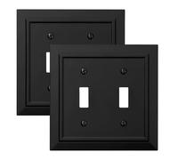 Classic Architecture Wall Plates,Light Switch covers, Electrical Outlet Covers, Duplex receptacle wall plates,Mid Size Bamboo Fiber Material Switch plates Matte Black (2 Gang Toggle 2PK)