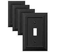 Classic Architecture Wall Plates,Light Switch covers, Electrical Outlet Covers, Duplex receptacle wall plates,Mid Size Bamboo Fiber Material Switch plates Matte Black (1 Gang Toggle 4PK)