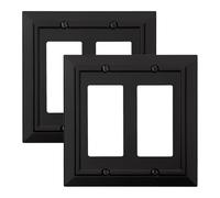 Classic Architecture Wall Plates,Light Switch covers, Electrical Outlet Covers, Duplex receptacle wall plates,Mid Size Bamboo Fiber Material Switch plates Matte Black (2 Gang Decorator 2PK)