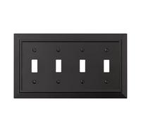Classic Architecture Wall Plates,Light Switch covers, Electrical Outlet Covers, Duplex receptacle wall plates,Mid Size Bamboo Fiber Material Switch plates Matte Black (4 Gang Toggle 1PK)