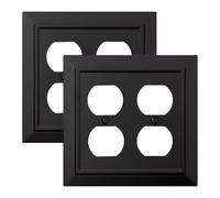 Classic Architecture Wall Plates,Light Switch covers, Electrical Outlet Covers, Duplex receptacle wall plates,Mid Size Bamboo Fiber Material Switch plates Matte Black (2 Gang Duplex 2PK)