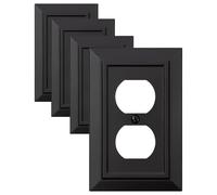 Classic Architecture Wall Plates,Light Switch covers, Electrical Outlet Covers, Duplex receptacle wall plates,Mid Size Bamboo Fiber Material Switch plates Matte Black (1 Gang Duplex 4PK)
