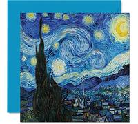 Classic Art Cards for Women Men - Van Gogh Starry Night - Famous Abstract Birthday Card for Mum Dad Auntie Uncle Nanny Grandad, 145mm Traditional Classical Painting Artwork Greeting Cards