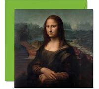 Classic Art Leonardo da Vinci Cards for Women Men - Mona Lisa - Famous Abstract Birthday Card for Dad Mum Uncle Auntie Grandad Nan, 145mm Classical Artwork Traditional Painting Greeting Cards