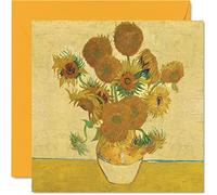 Classic Art Van Gogh Cards for Women Men - Sunflowers - Famous Abstract Birthday Card for Mum Dad Auntie Uncle Grandad Nanny, 145mm Classical Artwork Traditional Painting Greeting Cards