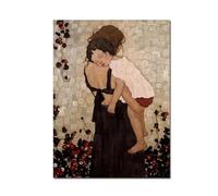 Classic Artist Gustav Klimt A Mother Holding Child Oil Painting On Canvas Posters And Prints Wall Pictures For Living Room Decor 60X90Cm Unframed