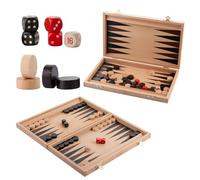 Classic BACKGAMMON Travel Set | Master of Chess | Beech Case 29 x 35 cm | Board Game with Checkers Pieces - Wooden Backgammon Set for Adults and for Children