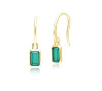Classic Baguette Chalcedony Drop Earrings in 9ct Yellow Gold