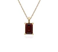 Classic Baguette Garnet Claw Set Pendant in 9ct Yellow Gold