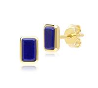 Classic Baguette Lapis Lazuli Stud Earrings in 9ct Yellow Gold