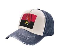 Classic Baseball Caps for Men, Vintage Washed Denim Dad Hat with Angola Flag Print, Cotton Breathable Adjustable for UK European Market Style 5 One Size