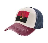 Classic Baseball Caps for Men, Vintage Washed Denim Dad Hat with Angola Flag Print, Cotton Breathable Adjustable for UK European Market Style 1 One Size