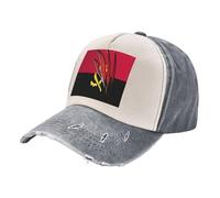 Classic Baseball Caps for Men, Vintage Washed Denim Dad Hat with Angola Flag Print, Cotton Breathable Adjustable for UK European Market Style 3 One Size