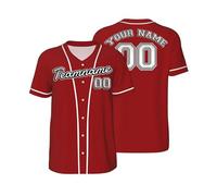 Classic Baseball Jersey top Custom t Shirt Printed Button Down Oversized Tshirts Personalised Add Your Teamname/Logo/Number Hip Hop Personalized Sport Football Wear for Men Women Kids Red