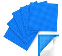 Classic Baseplates, Peel and Stick Base Plates for Building Bricks, Compatible with Major Brands, Self-Adhersive Base for Bricks 10" x 10", 6 Pack Blue