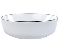 Classic Bathroom Countertop Round Ceramic Glossy 420 mm White with Black Rim Xert