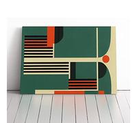 Classic Bauhaus Art Vol.1 Abstract Green, Green, Cream | Canvas Wall Art Print | Framed & Ready to Hang Picture | Modern Home Decor for Living Room, Bedroom, Kitchen or Office | 30x20 Inches