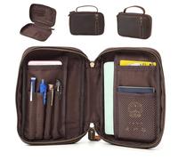 Classic Bible Cover Bible Cover, Protective Portable Leather Case with Multi-Pockets for Men Women, Dark Brown