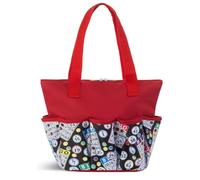 Classic Bingo Black Pattern Tote Bag with 10 Pockets for Daubers, Dabbers, Markers & Accessories - Bingo Bag with Zipper, Red, One Size