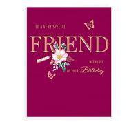 Classic Birthday Card Flower on deep red - 8 x 6 inches - Avant Garde Studios