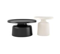 Classic Black and White Circle Fluted Coffee Table Set - Curved Design for Living Room - Stylish 27.6" & 19.7" Tables - Modern Home Decor