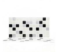 Classic Black and White Mosaic Glossy 3D Sticker Tile 30.5 x 15.4cm (12 x 6 in) - 12pcs in a pack