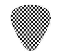 Classic Black And White Race Check Checkered Geometric Win,12 Pcs Guitar Pick,3 Different Thickness Plectrums for Acoustic Guitar Bass Ukulele (0.46mm 0.96mm 0.71mm)