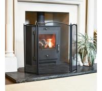 Classic Black 'Court Manor' Three Fold Fireguard Fire Screen - Classic Style Mesh Guard for Log Burners & Open Fires - Spark & Debris Protection