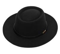 Classic Black Flat-Top Fedora Hat Wide-Brim Pork-Pie Hat Boater Hat Church Dery Cap for Women Men, Black-b, M
