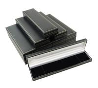 Classic Black Leatherette Gold Trim Box Collection Earring Ring Bracelet Necklace Watch Presentation Retail Jewellery Storage (10, Bracelet Box)