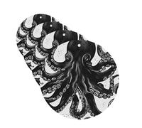 Classic Black Octopus Car Air Fresheners 4 Pcs Round Shape Hanging Car Air Freshener Fragrance Scented Cards Auto Mirror Pendant Aromatherapy Tablets For Car Home Office Closet Bathroom